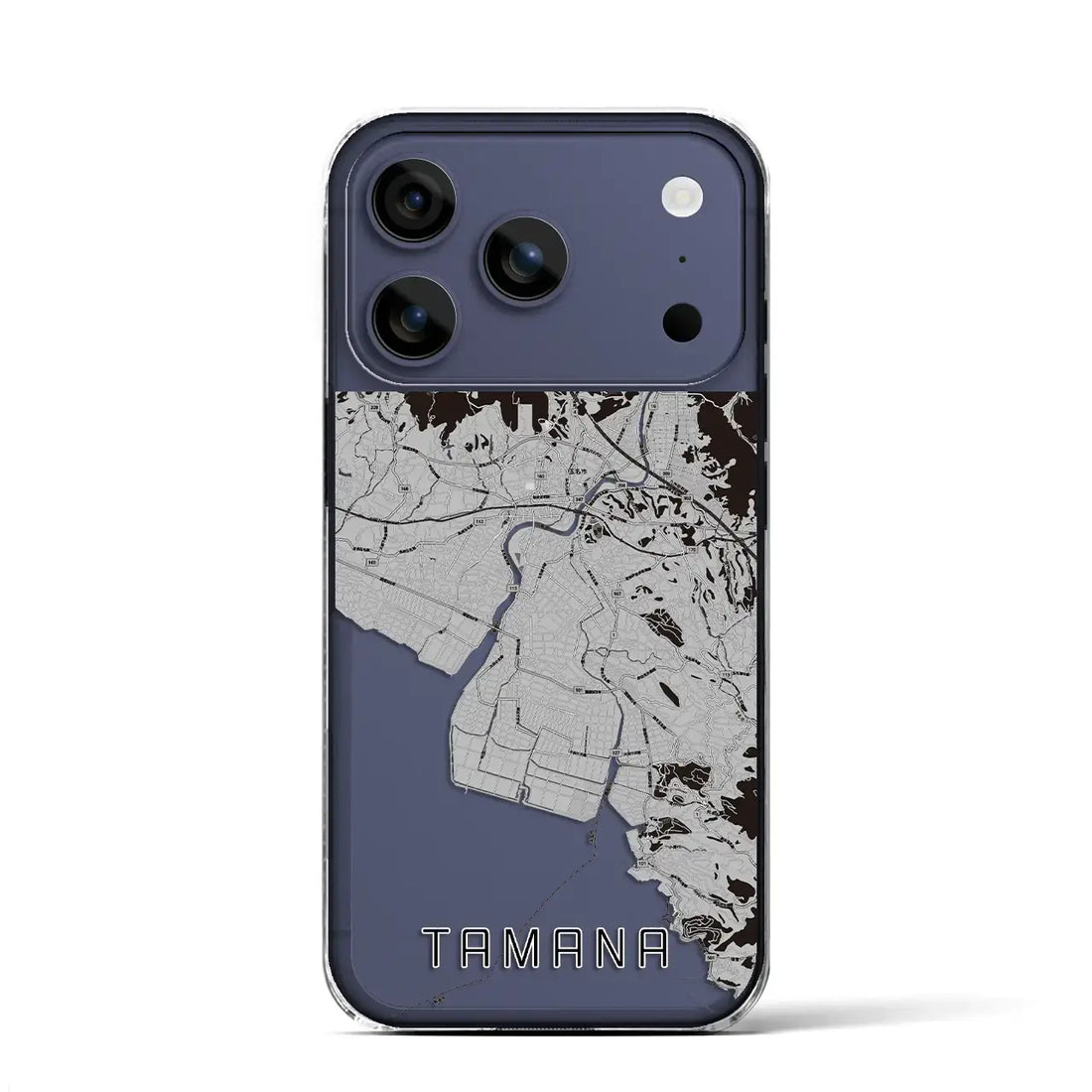 【玉名（熊本県）】地図柄iPhoneケース（クリアタイプ）モノトーン・iPhone 17 Pro Max 用