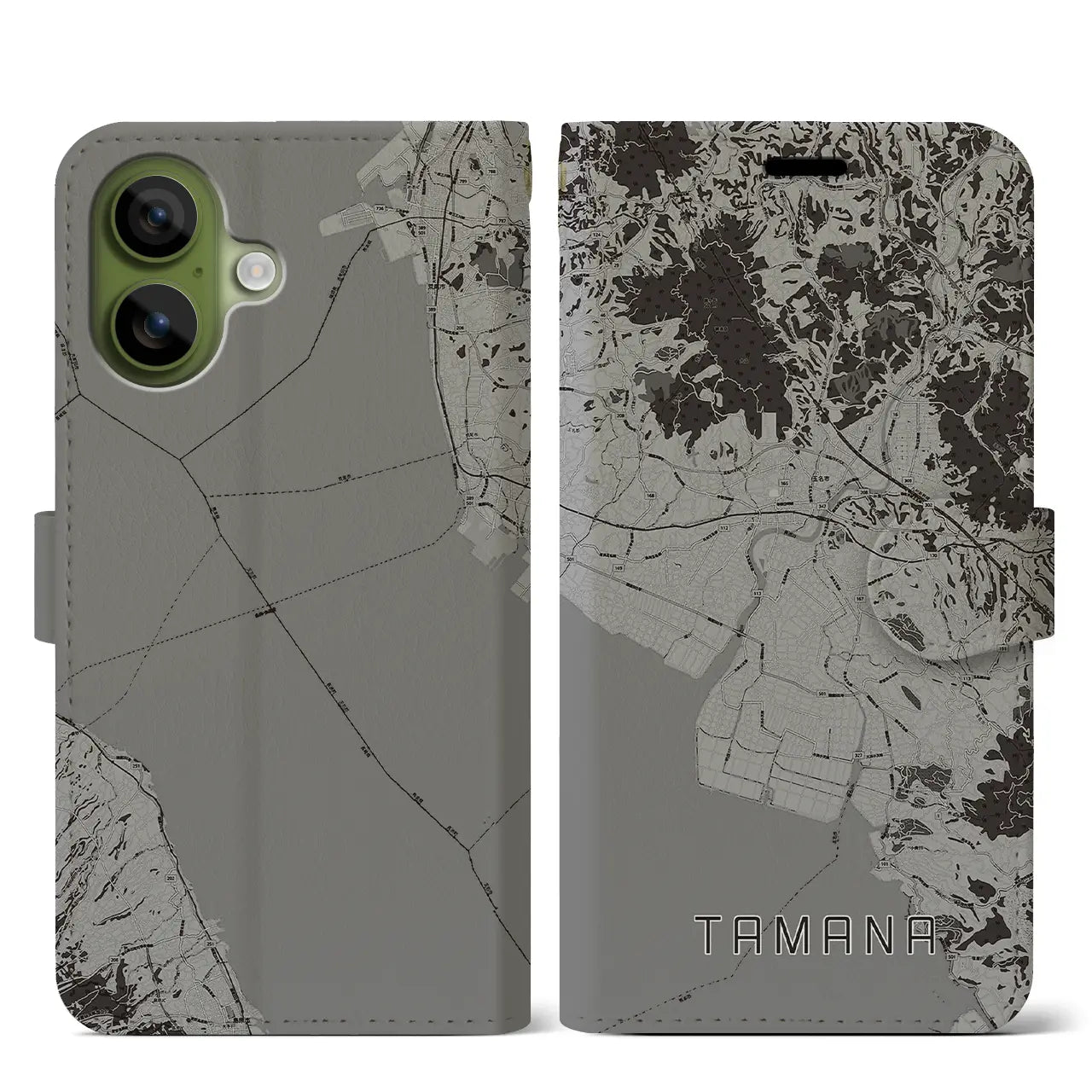 【玉名（熊本県）】地図柄iPhoneケース（手帳タイプ）