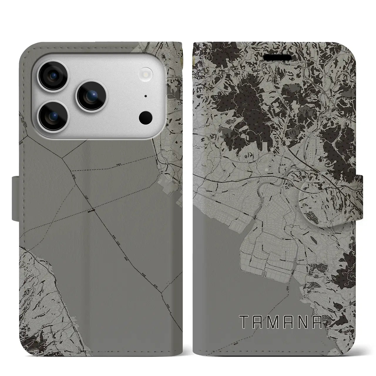 【玉名（熊本県）】地図柄iPhoneケース（手帳タイプ）