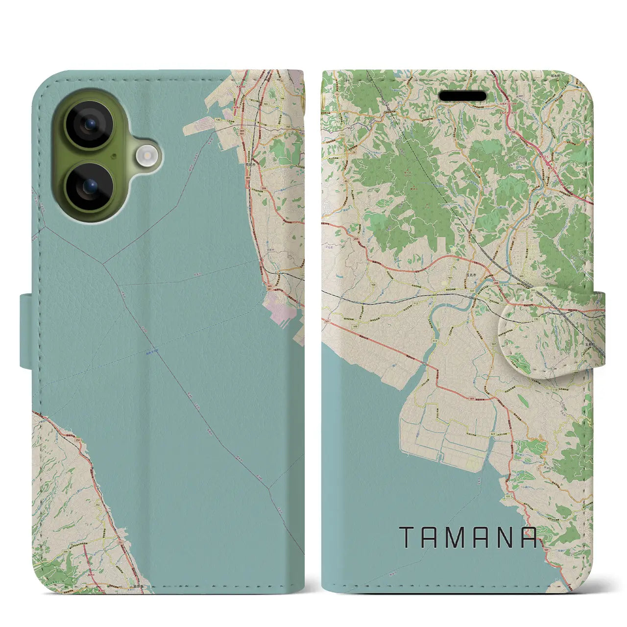 【玉名（熊本県）】地図柄iPhoneケース（手帳タイプ）