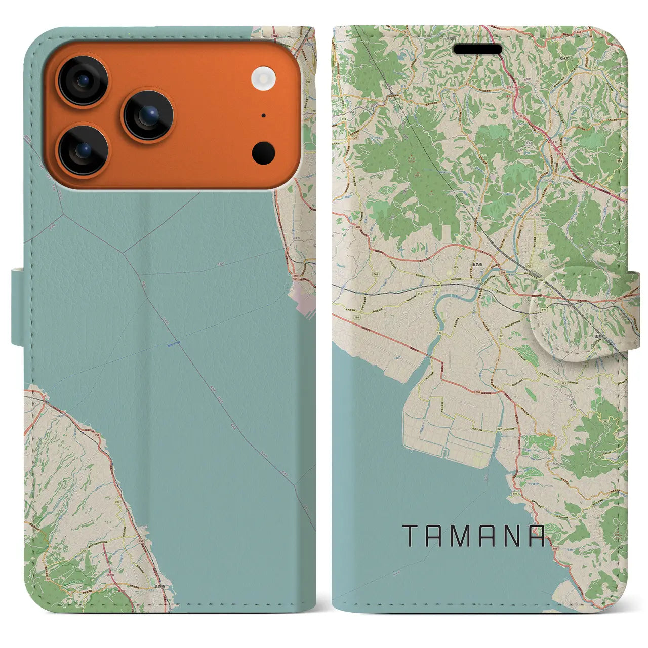 【玉名（熊本県）】地図柄iPhoneケース（手帳タイプ）