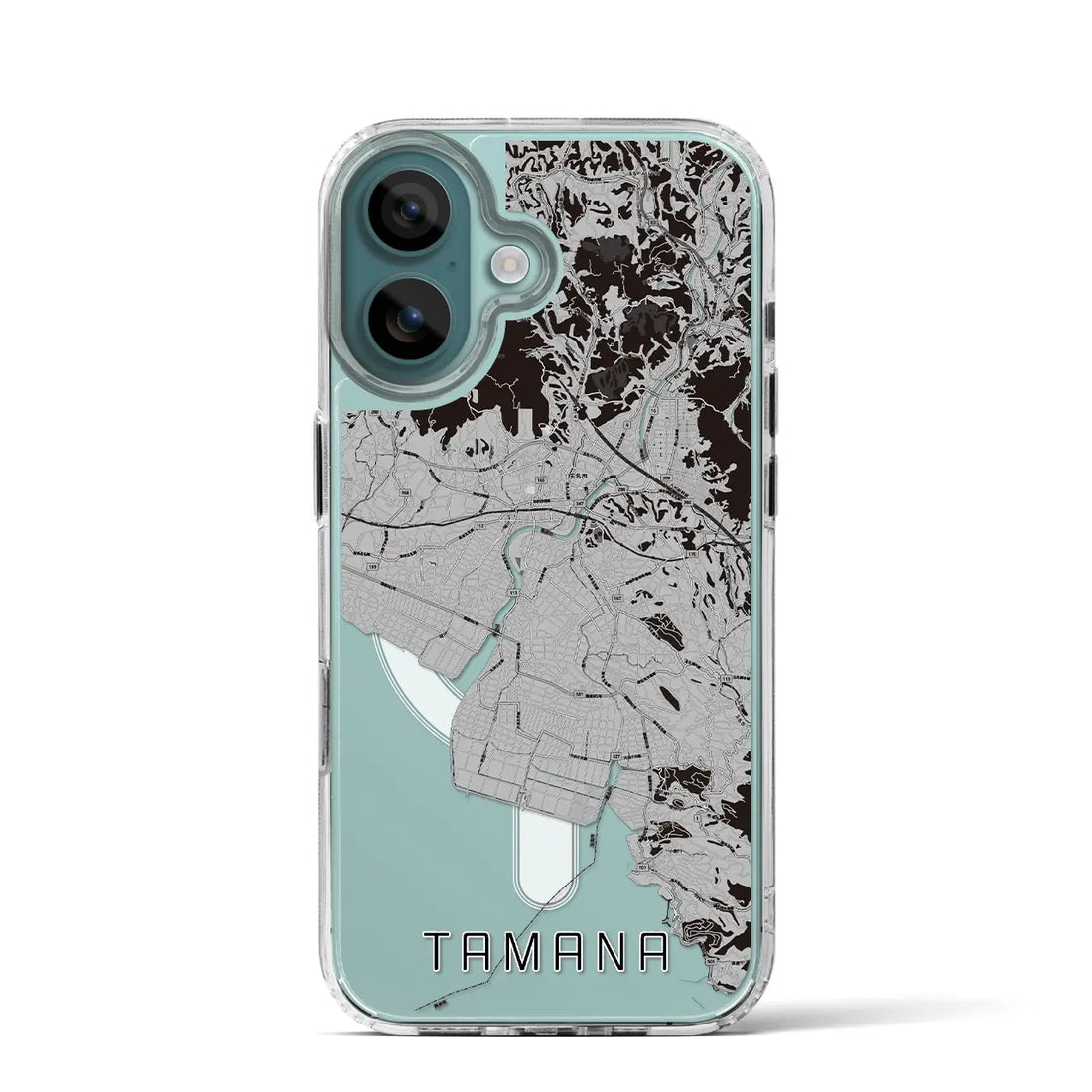 【玉名(熊本県)】地図柄iPhoneケース(MagSafeタイプ)モノトーン・iPhone 16 Pro 用