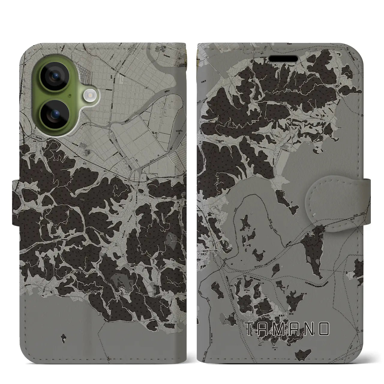 【玉野（岡山県）】地図柄iPhoneケース（手帳タイプ）