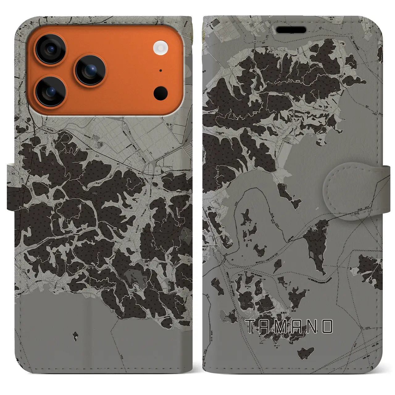 【玉野（岡山県）】地図柄iPhoneケース（手帳タイプ）