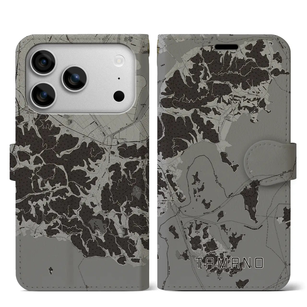 【玉野（岡山県）】地図柄iPhoneケース（手帳タイプ）