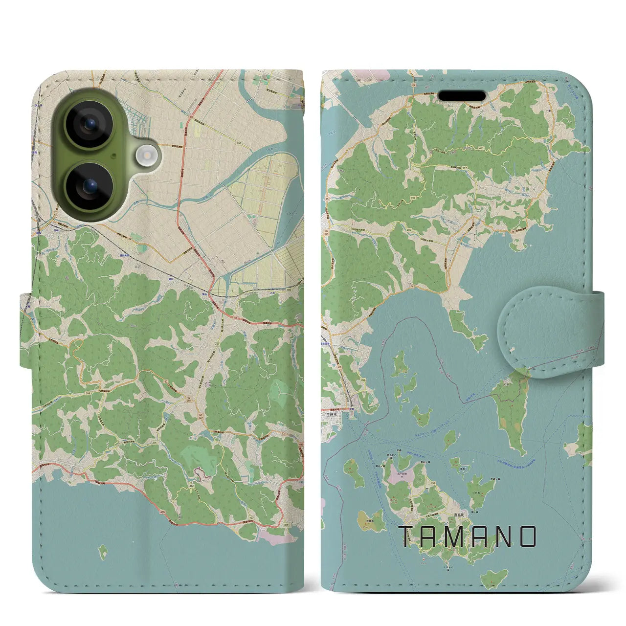 【玉野（岡山県）】地図柄iPhoneケース（手帳タイプ）