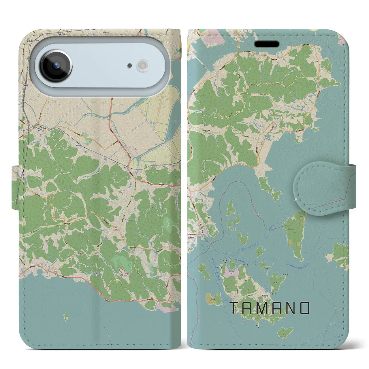 【玉野（岡山県）】地図柄iPhoneケース（手帳タイプ）