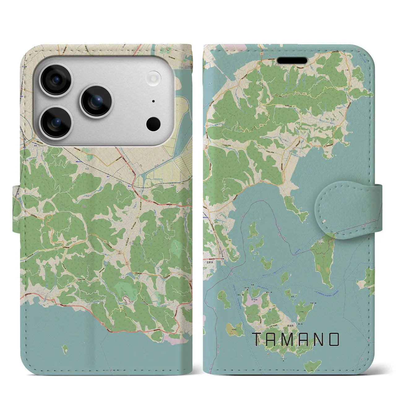 【玉野（岡山県）】地図柄iPhoneケース（手帳タイプ）