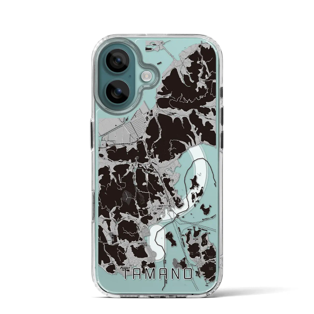 【玉野(岡山県)】地図柄iPhoneケース(MagSafeタイプ)モノトーン・iPhone 16 Pro 用