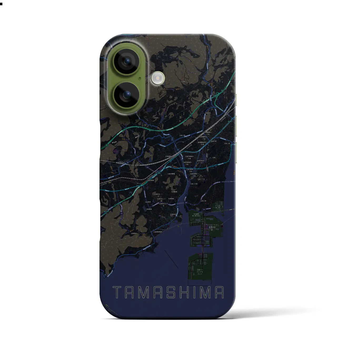 【玉島（岡山県）】地図柄iPhoneケース（バックカバータイプ）