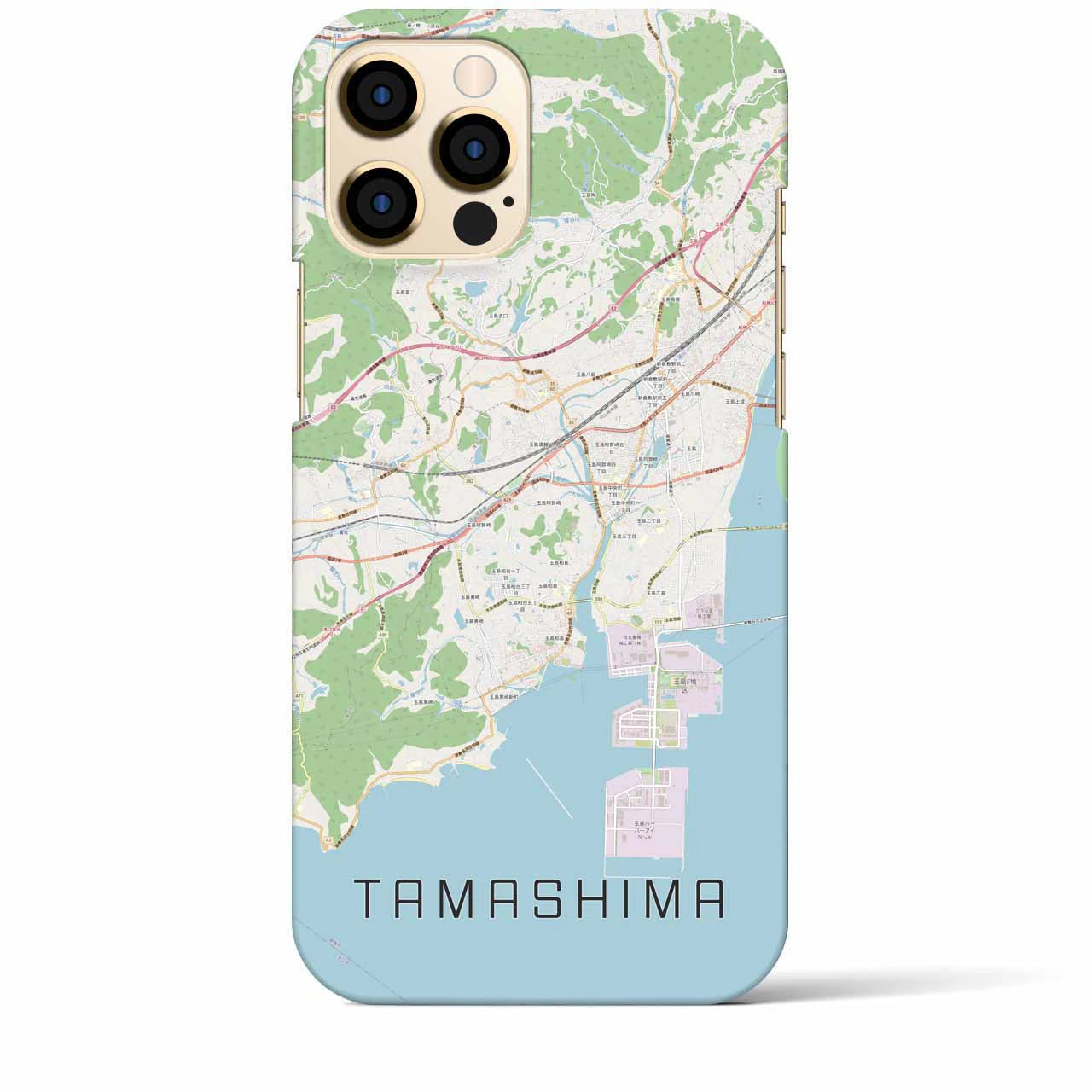 【玉島（岡山県）】地図柄iPhoneケース（バックカバータイプ）