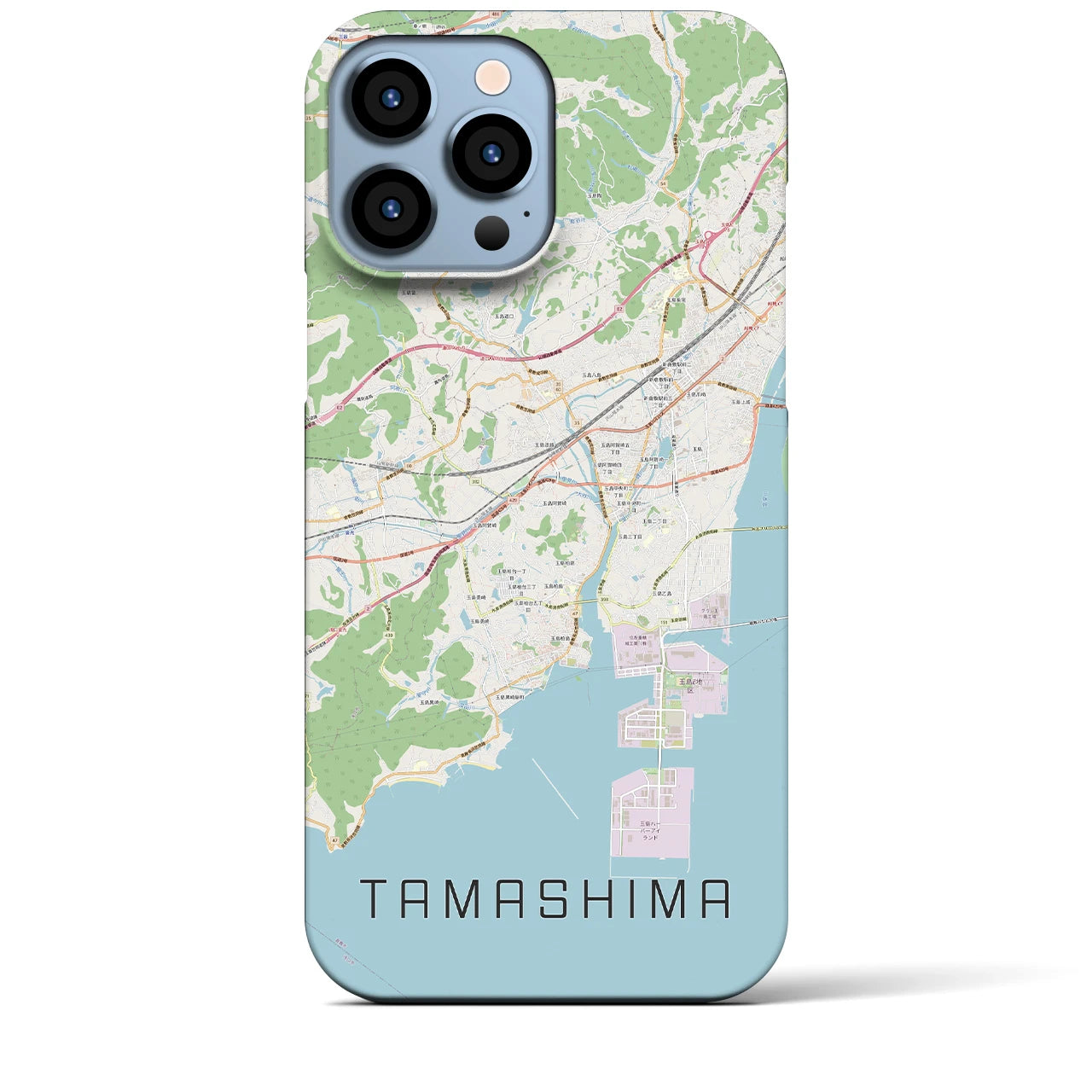 【玉島（岡山県）】地図柄iPhoneケース（バックカバータイプ）