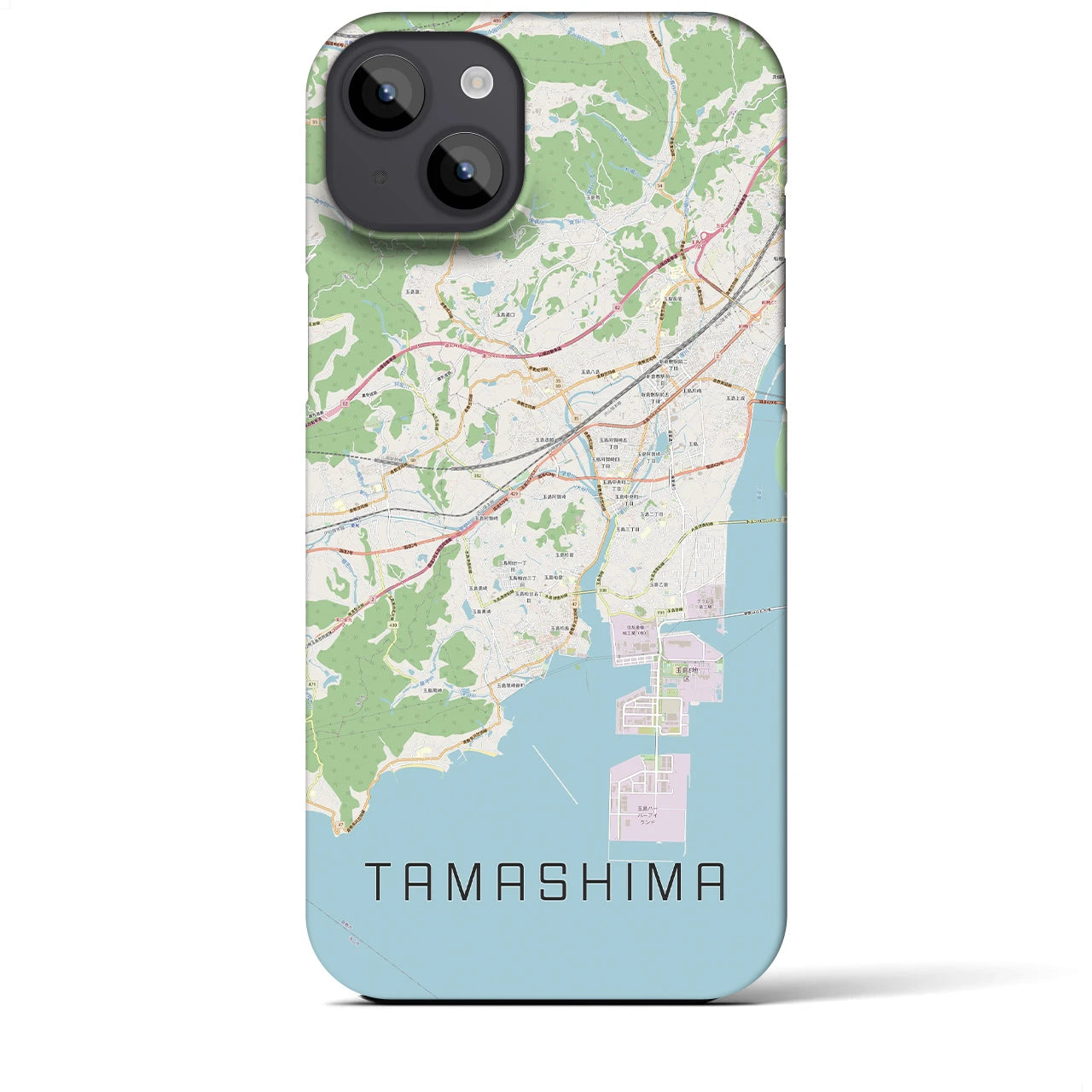 【玉島（岡山県）】地図柄iPhoneケース（バックカバータイプ）