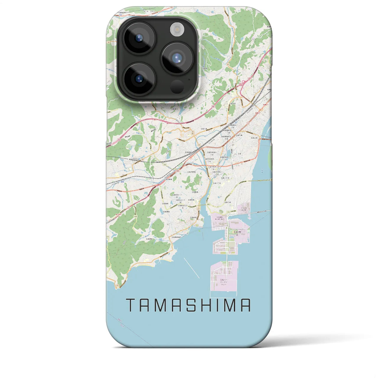 【玉島（岡山県）】地図柄iPhoneケース（バックカバータイプ）