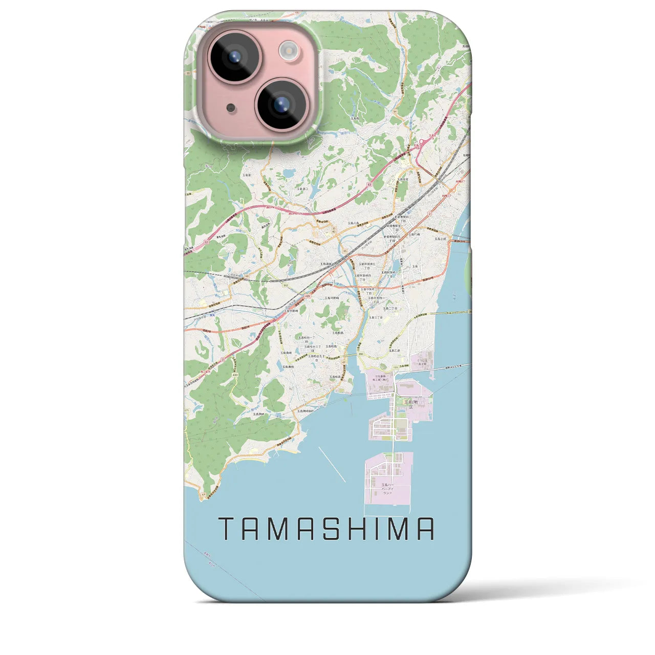 【玉島（岡山県）】地図柄iPhoneケース（バックカバータイプ）