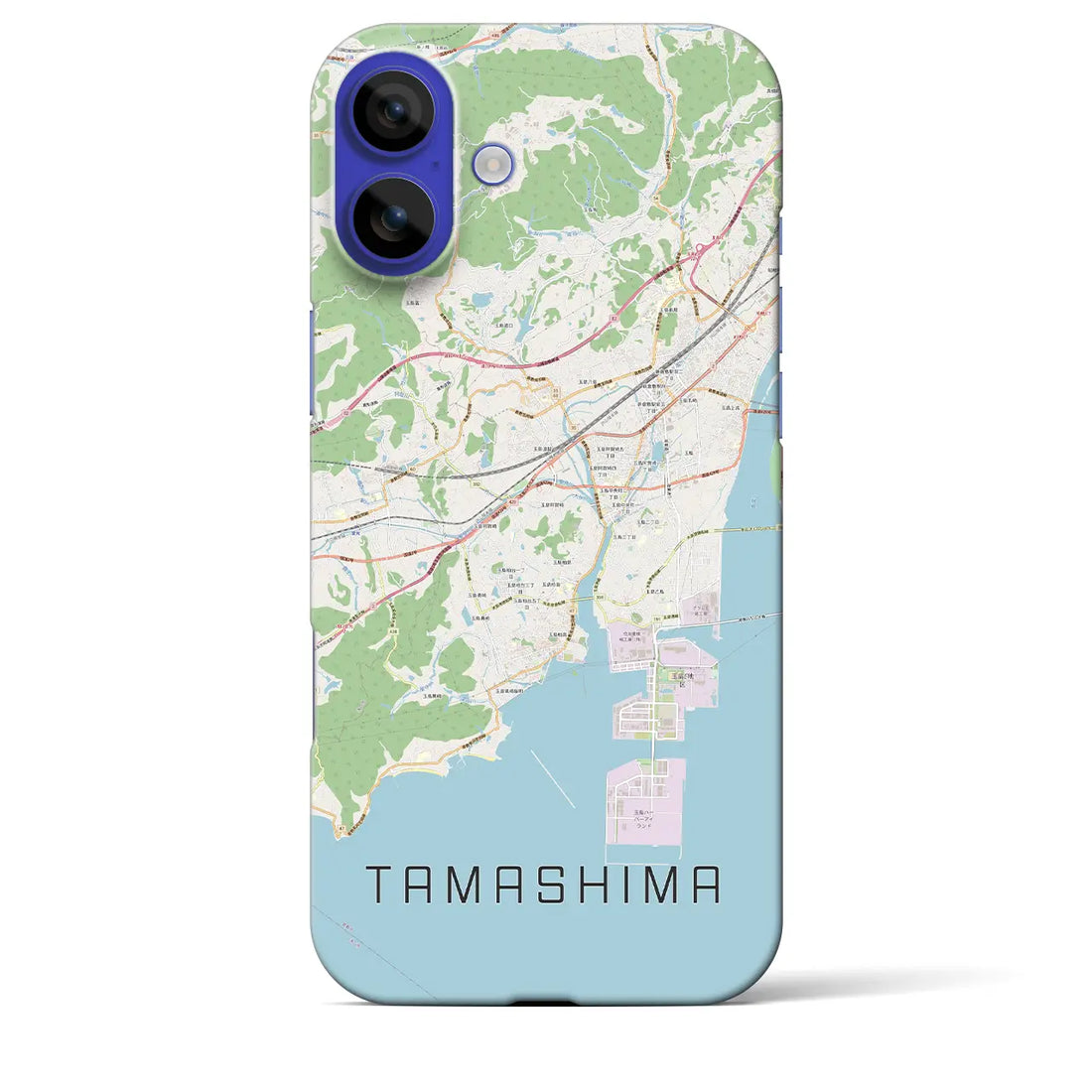 【玉島（岡山県）】地図柄iPhoneケース（バックカバータイプ）ナチュラル・iPhone 16 Pro Max 用