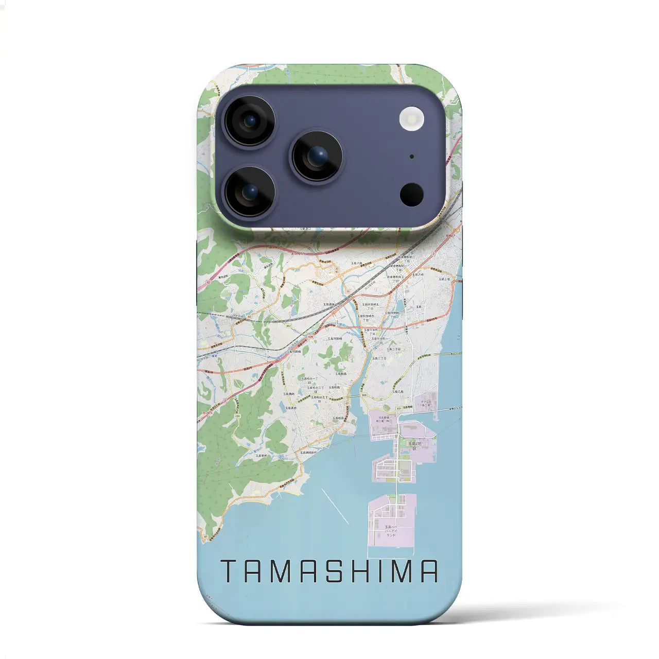 【玉島（岡山県）】地図柄iPhoneケース（バックカバータイプ）