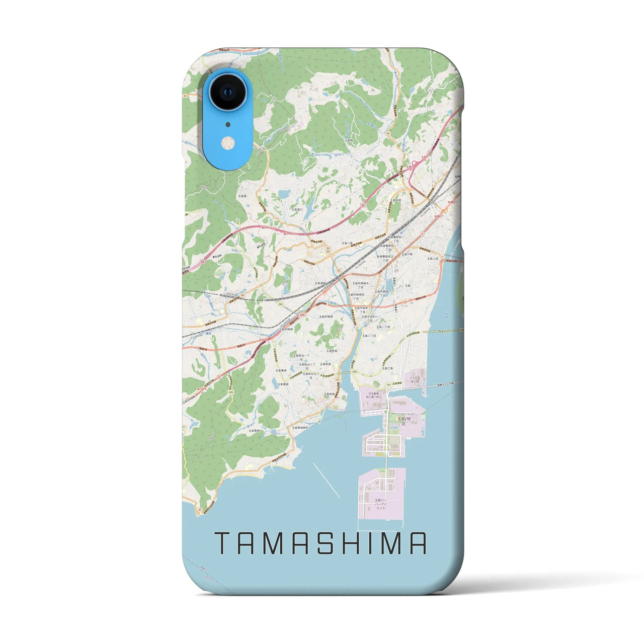 【玉島（岡山県）】地図柄iPhoneケース（バックカバータイプ）