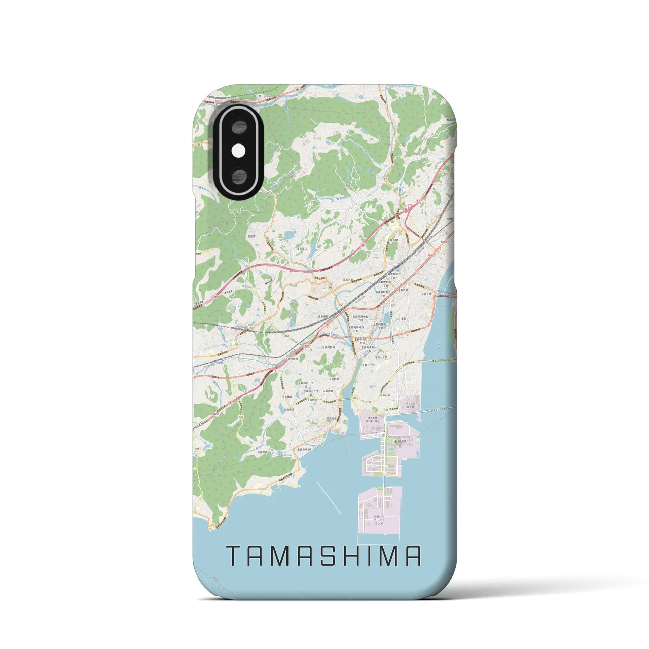 【玉島（岡山県）】地図柄iPhoneケース（バックカバータイプ）