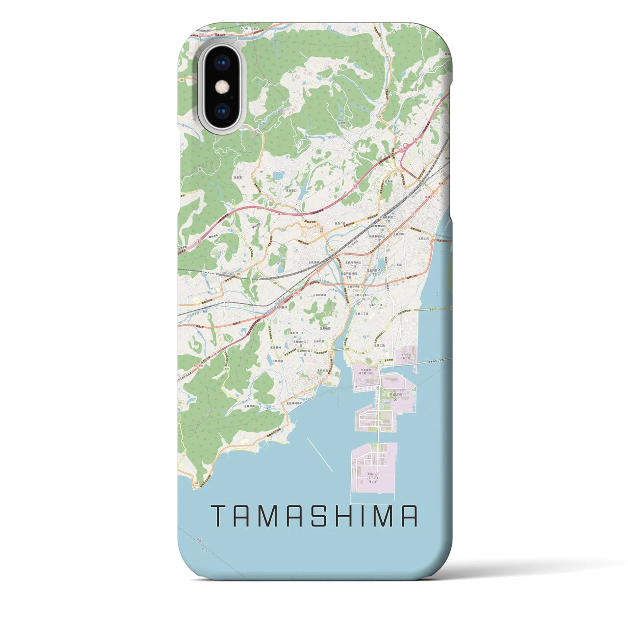 【玉島（岡山県）】地図柄iPhoneケース（バックカバータイプ）