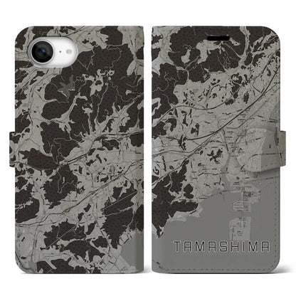 【玉島（岡山県）】地図柄iPhoneケース（手帳タイプ）