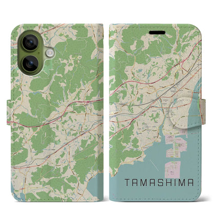 【玉島（岡山県）】地図柄iPhoneケース（手帳タイプ）