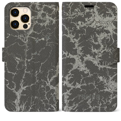 【丹波（兵庫県）】地図柄iPhoneケース（手帳タイプ）モノトーン・iPhone 12 Pro Max 用