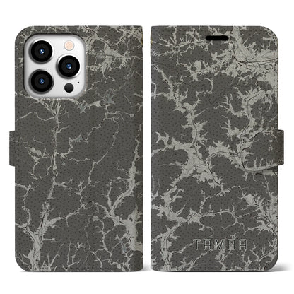 【丹波（兵庫県）】地図柄iPhoneケース（手帳タイプ）モノトーン・iPhone 13 Pro 用