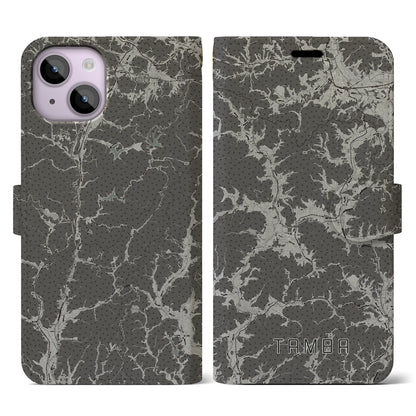 【丹波（兵庫県）】地図柄iPhoneケース（手帳タイプ）モノトーン・iPhone 14 用