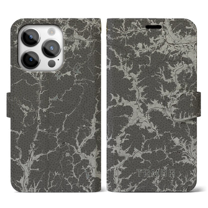 【丹波（兵庫県）】地図柄iPhoneケース（手帳タイプ）モノトーン・iPhone 14 Pro 用