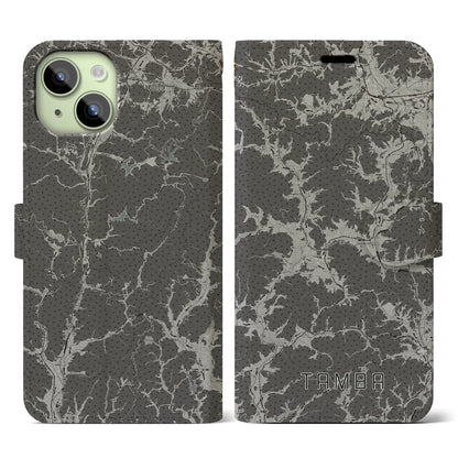 【丹波（兵庫県）】地図柄iPhoneケース（手帳タイプ）モノトーン・iPhone 15 用