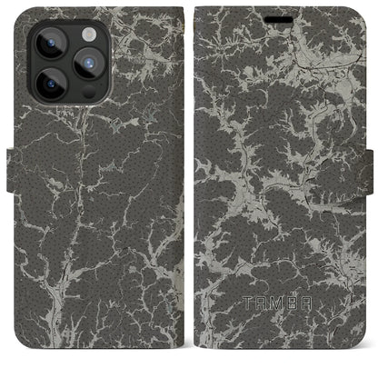 【丹波（兵庫県）】地図柄iPhoneケース（手帳タイプ）モノトーン・iPhone 15 Pro Max 用