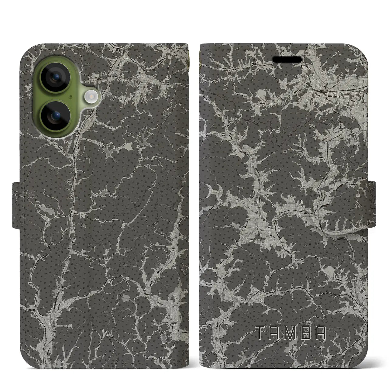 【丹波（兵庫県）】地図柄iPhoneケース（手帳タイプ）