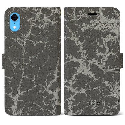 【丹波（兵庫県）】地図柄iPhoneケース（手帳タイプ）モノトーン・iPhone XR 用