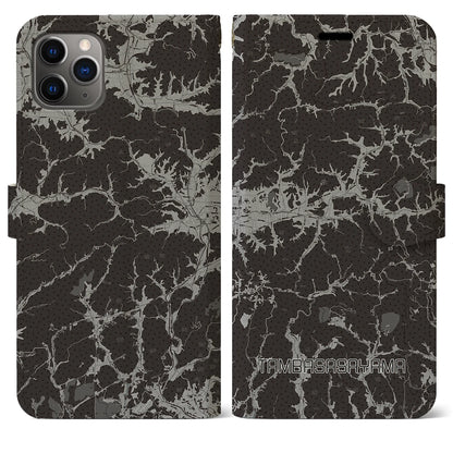 【丹波篠山（兵庫県）】地図柄iPhoneケース（手帳タイプ）モノトーン・iPhone 11 Pro Max 用