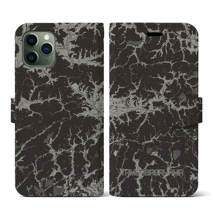 【丹波篠山（兵庫県）】地図柄iPhoneケース（手帳タイプ）モノトーン・iPhone 11 Pro 用