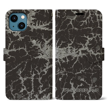 【丹波篠山（兵庫県）】地図柄iPhoneケース（手帳タイプ）モノトーン・iPhone 13 用