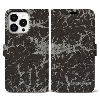 【丹波篠山（兵庫県）】地図柄iPhoneケース（手帳タイプ）モノトーン・iPhone 13 Pro 用