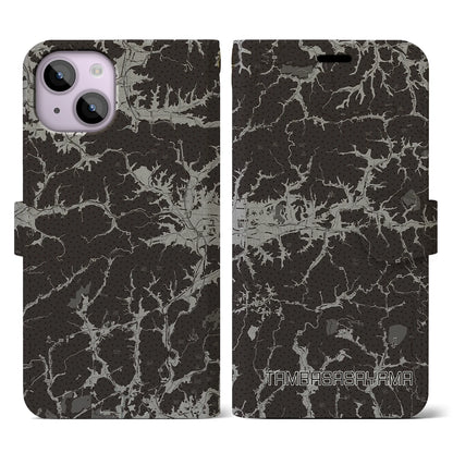 【丹波篠山（兵庫県）】地図柄iPhoneケース（手帳タイプ）モノトーン・iPhone 14 用