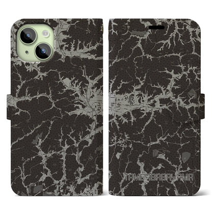 【丹波篠山（兵庫県）】地図柄iPhoneケース（手帳タイプ）モノトーン・iPhone 15 用