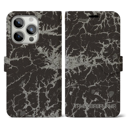 【丹波篠山（兵庫県）】地図柄iPhoneケース（手帳タイプ）モノトーン・iPhone 15 Pro 用