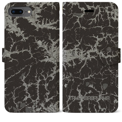 【丹波篠山（兵庫県）】地図柄iPhoneケース（手帳タイプ）モノトーン・iPhone 8Plus /7Plus / 6sPlus / 6Plus 用