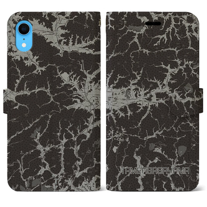 【丹波篠山（兵庫県）】地図柄iPhoneケース（手帳タイプ）モノトーン・iPhone XR 用