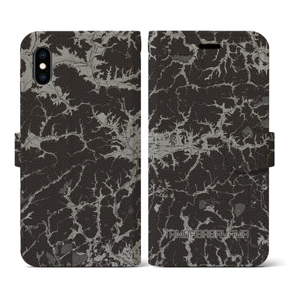 【丹波篠山（兵庫県）】地図柄iPhoneケース（手帳タイプ）モノトーン・iPhone XS / X 用