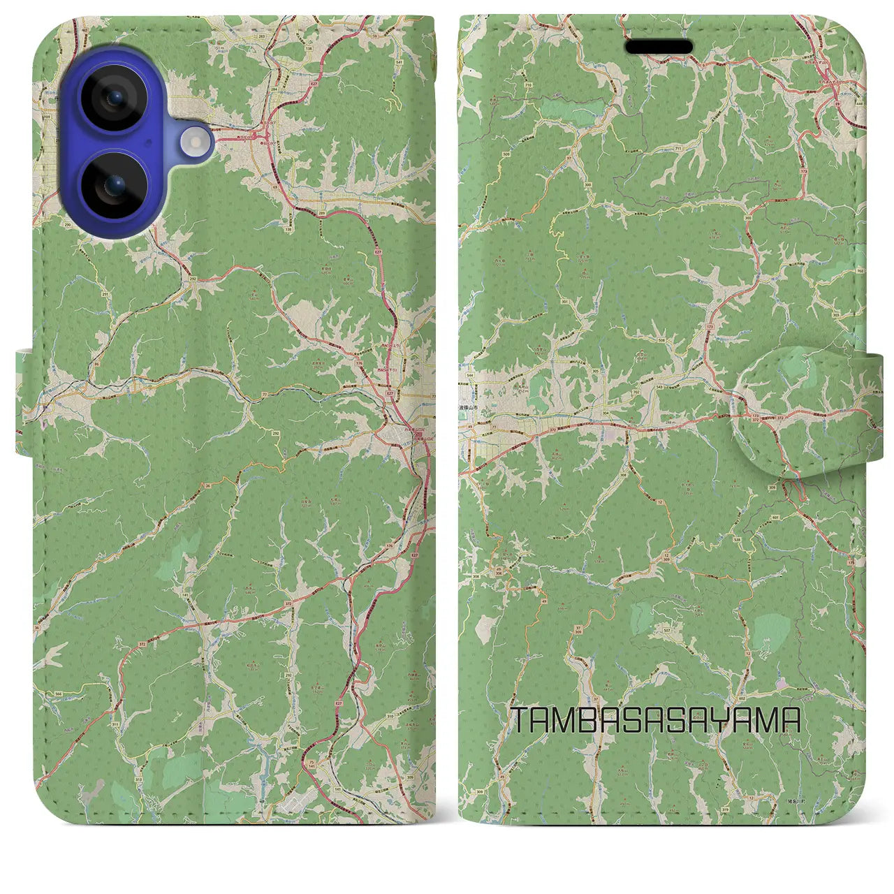 【丹波篠山（兵庫県）】地図柄iPhoneケース（手帳タイプ）ナチュラル・iPhone 16 Pro Max 用