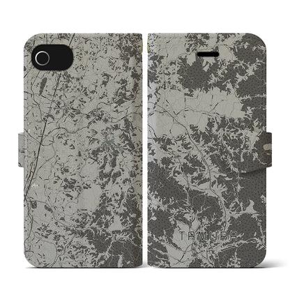 【田村（福島県）】地図柄iPhoneケース（手帳タイプ）モノトーン・iPhone SE（第3 / 第2世代） / 8 / 7 / 6s / 6 用