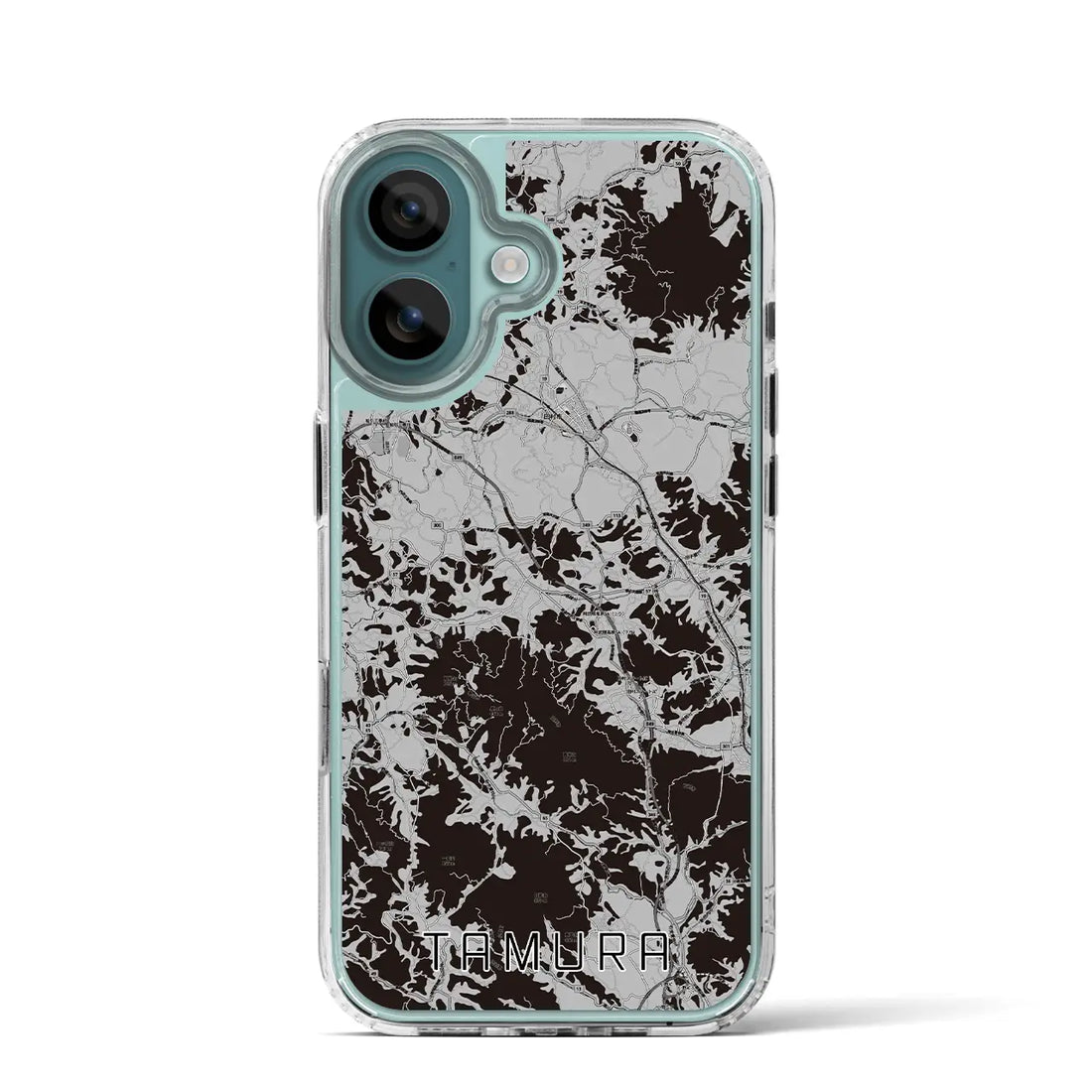 【田村(福島県)】地図柄iPhoneケース(MagSafeタイプ)モノトーン・iPhone 16 Pro 用