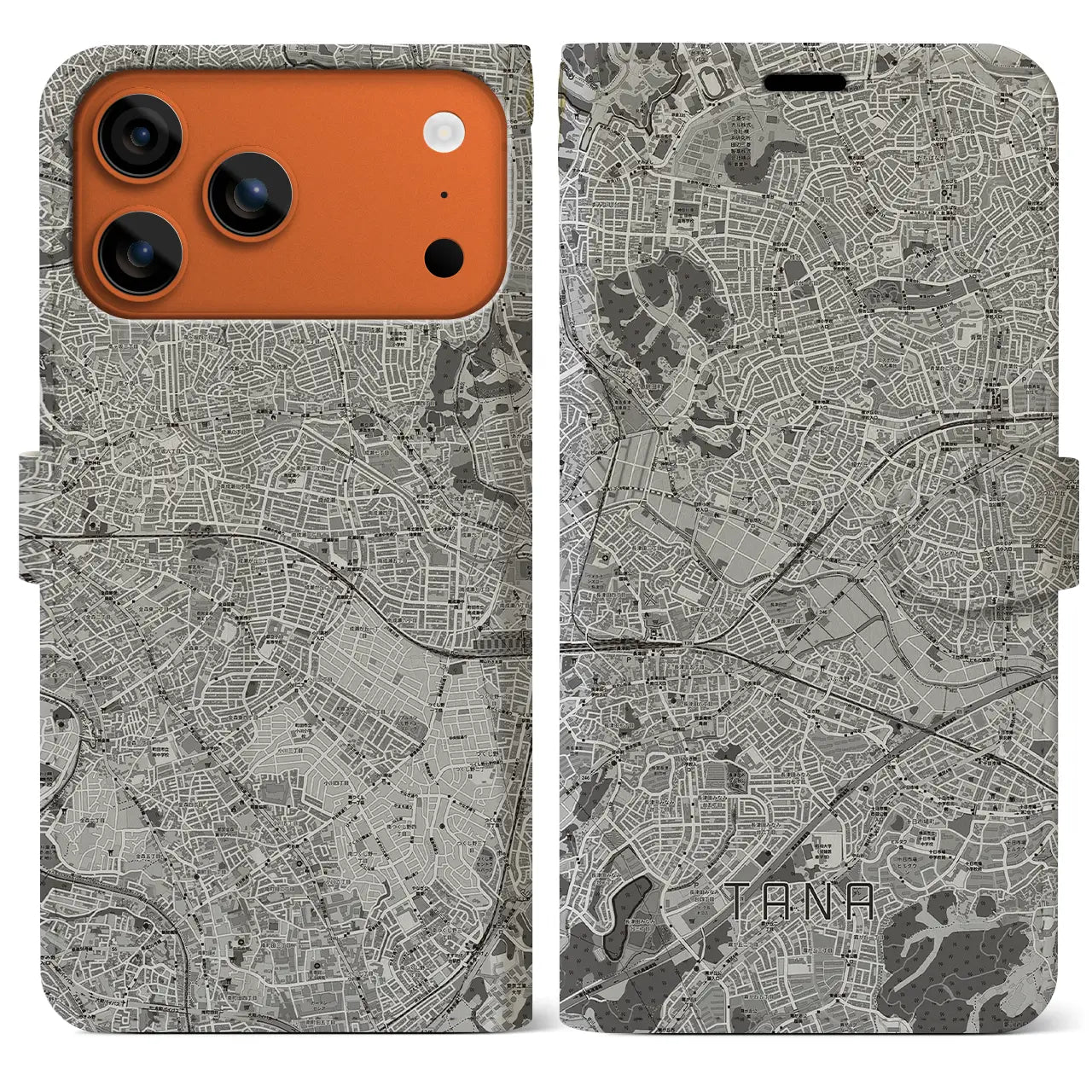 【田奈（神奈川県）】地図柄iPhoneケース（手帳タイプ）