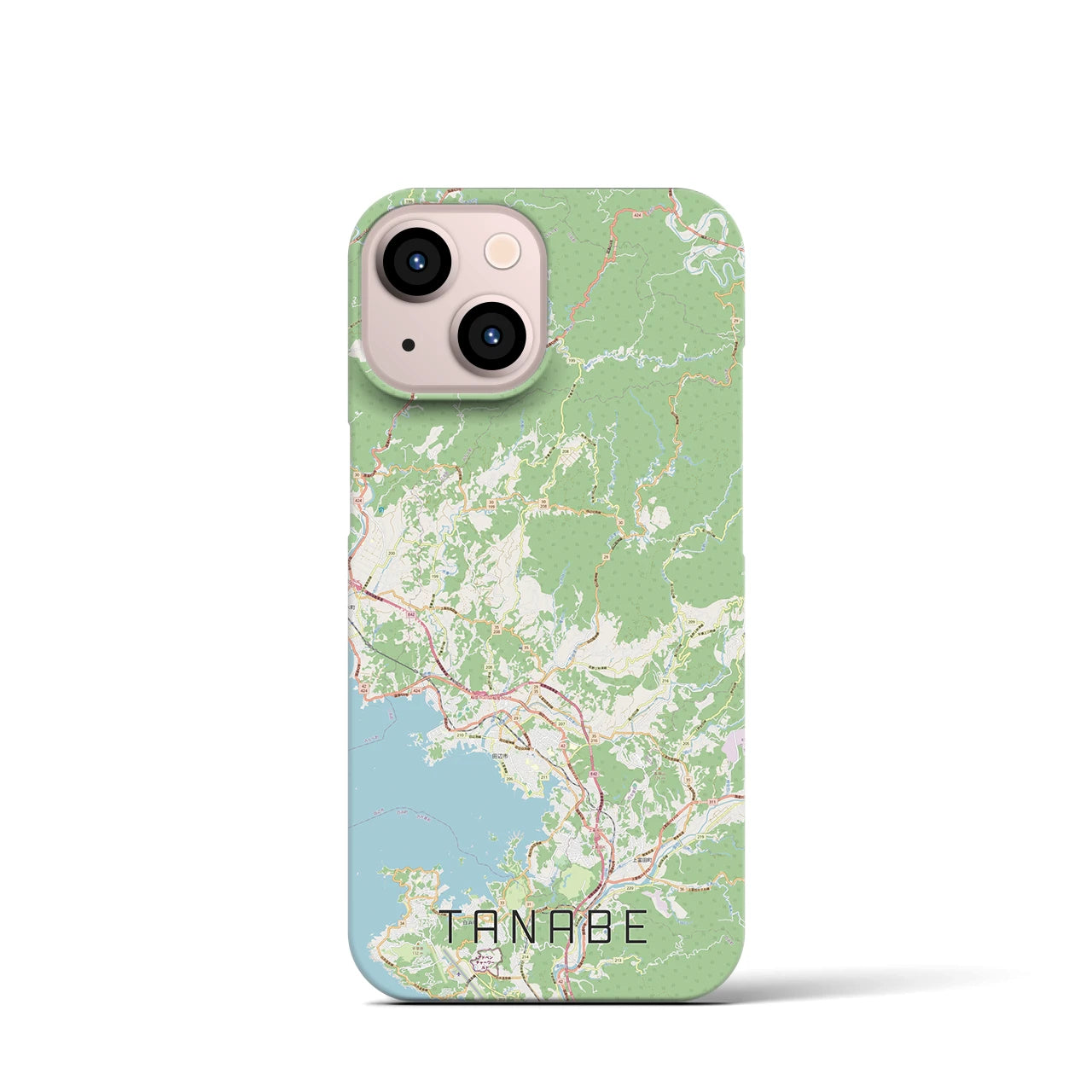 【田辺】地図柄iPhoneケース（バックカバータイプ・ナチュラル）iPhone 13 mini 用