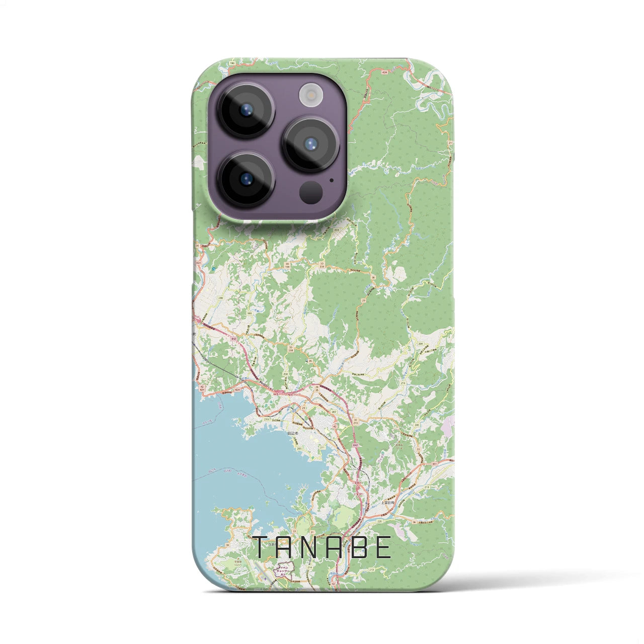 【田辺】地図柄iPhoneケース（バックカバータイプ・ナチュラル）iPhone 14 Pro 用